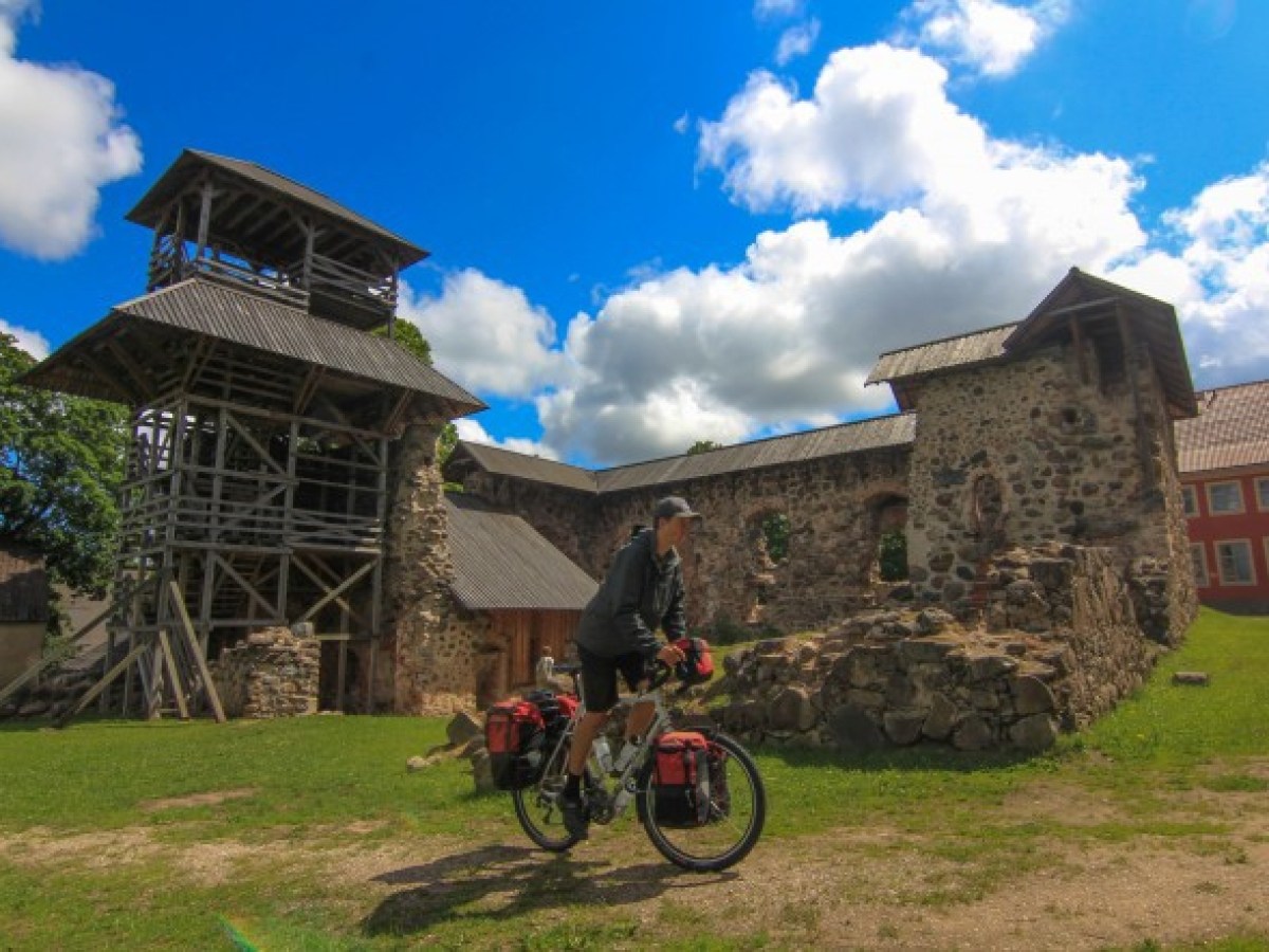 a bicycle parked in front of a building
