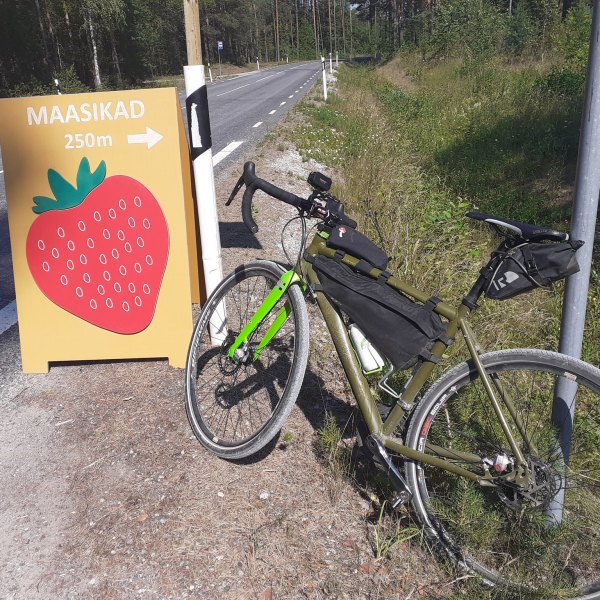 a bicycle parked on the side of the road