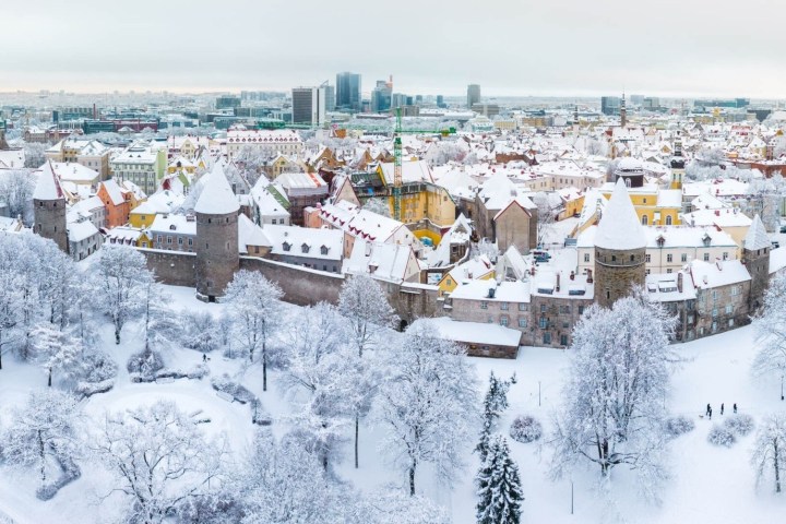 a building covered in snow