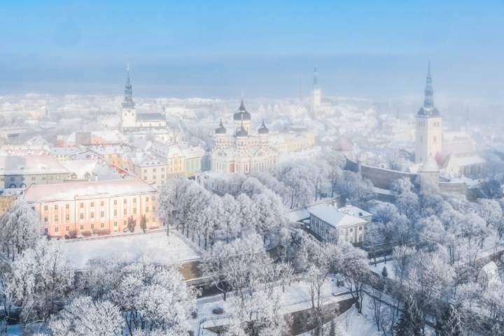a building covered in snow