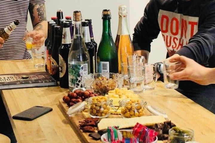 a woman preparing food on a table